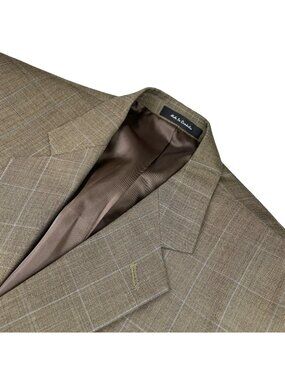 Kilburne & Finch Men's 100% Wool 2-Button Blazer Brown Windowpane Plaid • 42R